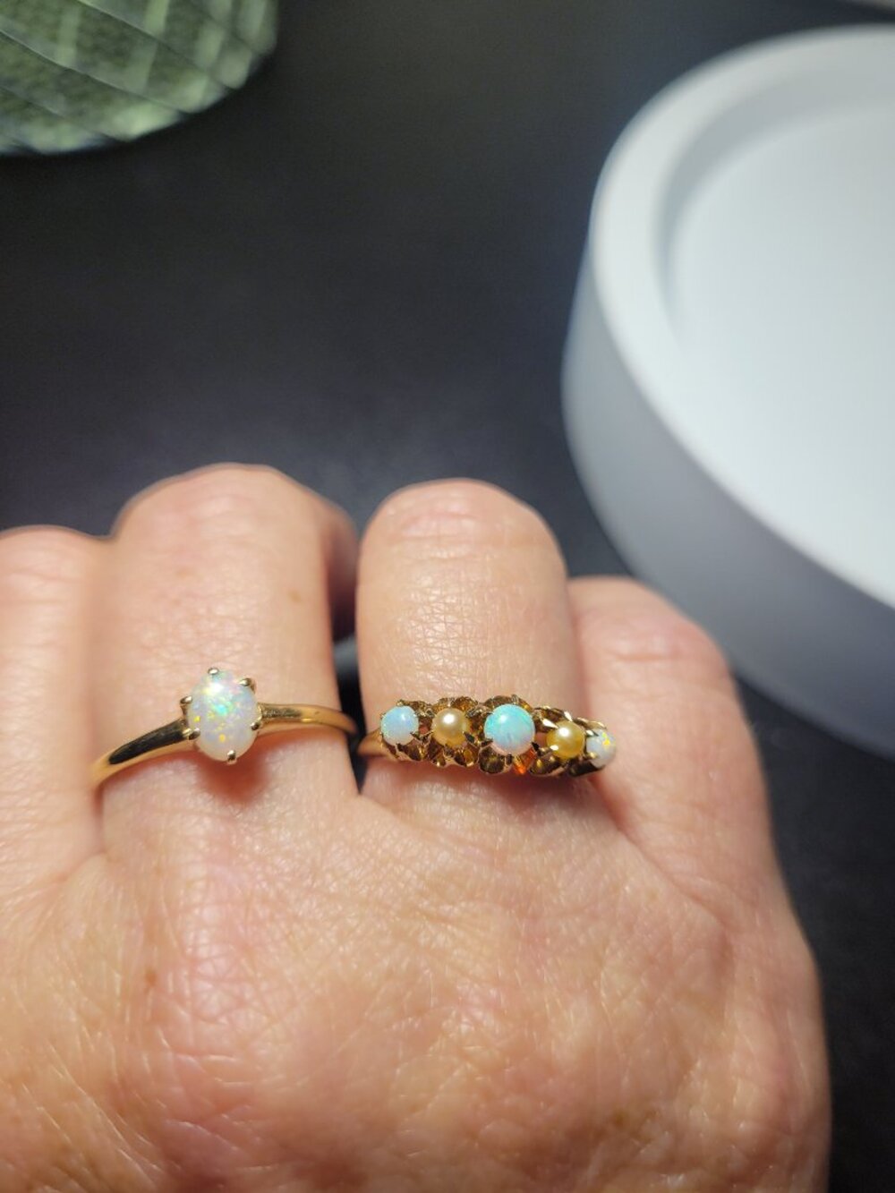 Opal Gold Vintage Ring 10k Womens October Birthstone - Picture 2 of 16